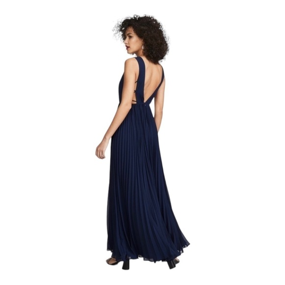 NWT FAME AND PARTNERS Navy Blue Allegra Cutout V Neck Grecian Maxi Dress Size 2 - Picture 8 of 14